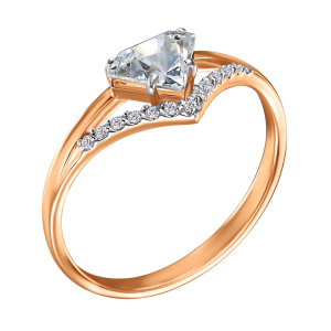 Кольцо из золота 585 пробы с фианитом ГОЛДЕН ГЛОБ КольцоКЛ-02/17,0/Sw/з585