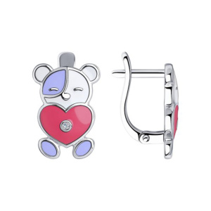 Серьги из серебра 925 пробы с эмалью SOKOLOV 94024326