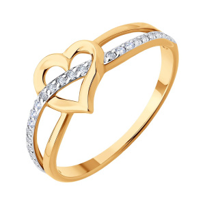 Кольцо из золота 585 пробы с фианитом SOKOLOV 51-110-02911-1