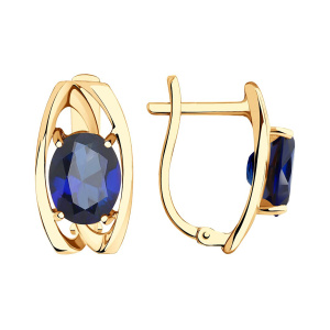 Серьги из золота 585 пробы с сапфиром SOKOLOV 727075