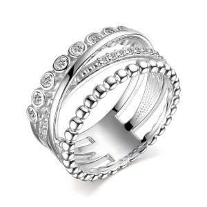 Кольцо из серебра 925 пробы с фианитом АЛЬКОР 01-3344/00КЦ-00