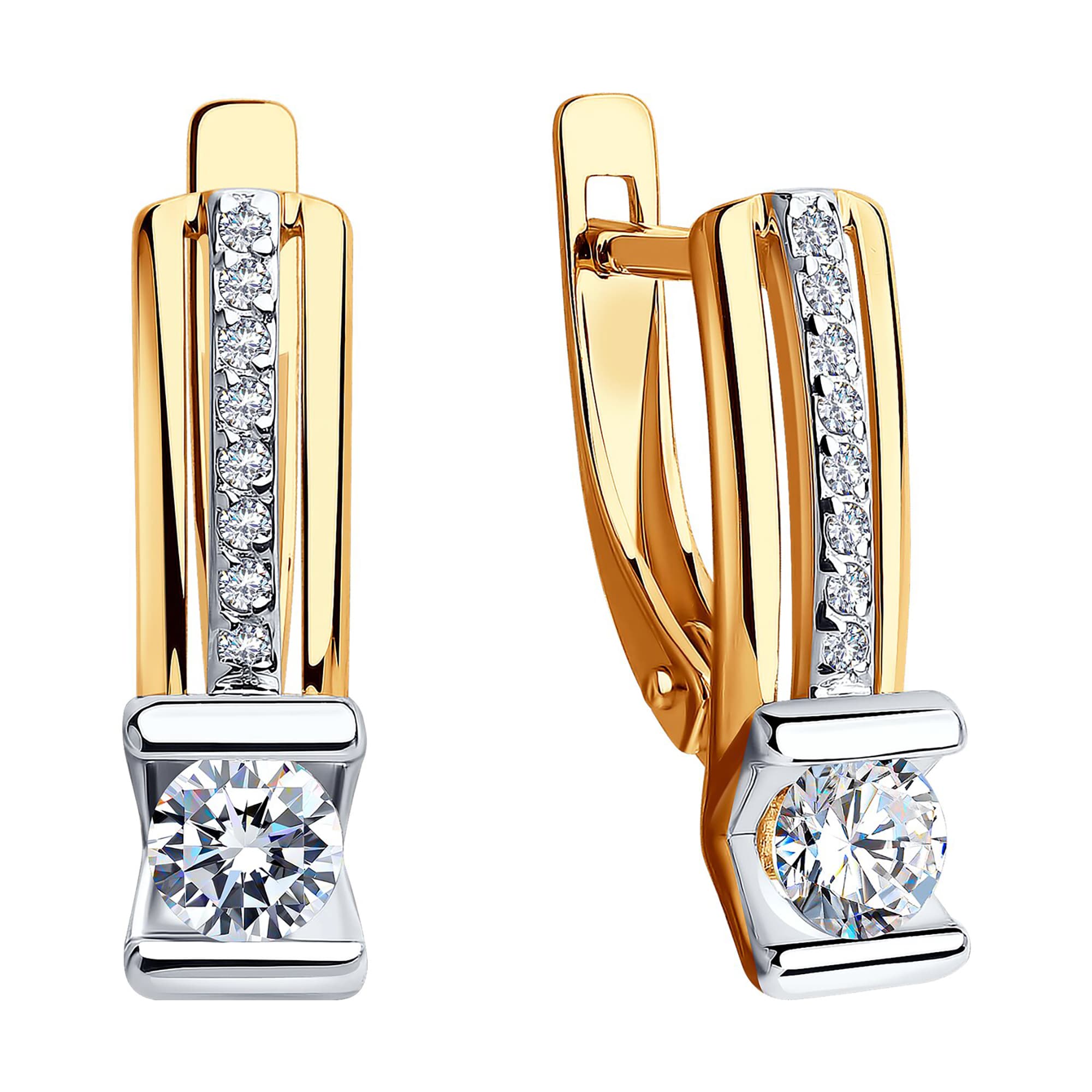 Серьги из золота 585 пробы с фианитом SOKOLOV 028404 Золото 585 пр.