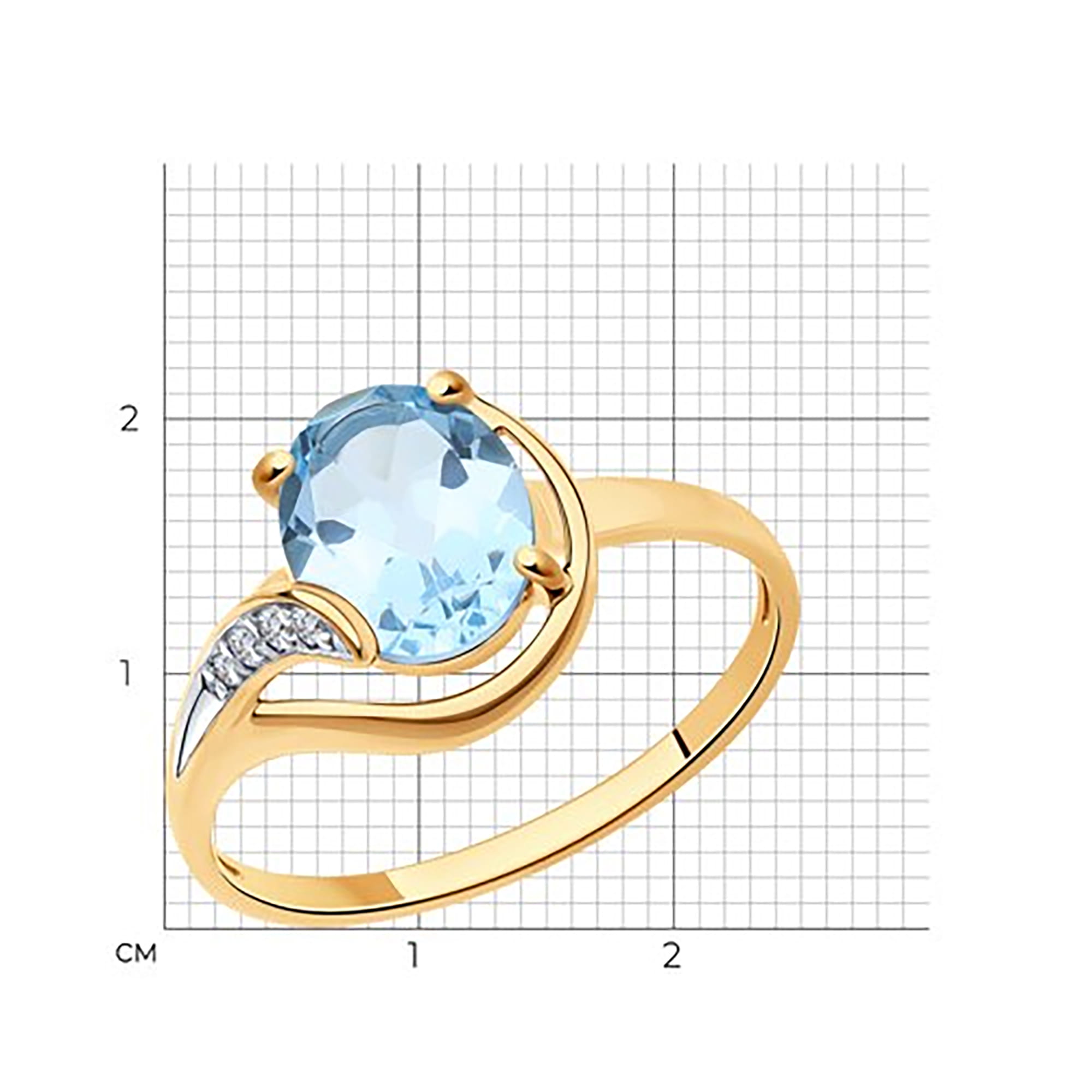Кольцо из золота 585 пробы с топазом SOKOLOV 51-310-01561-2 Золото 585 пр.