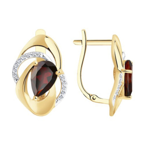 Серьги из золота 585 пробы с гранатом SOKOLOV 51-320-00938-1