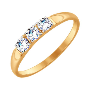 Кольцо из золота 585 пробы с фианитом SOKOLOV 51-110-00096-1