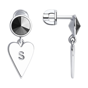Серьги из серебра 925 пробы с кристаллом SOKOLOV 94024306