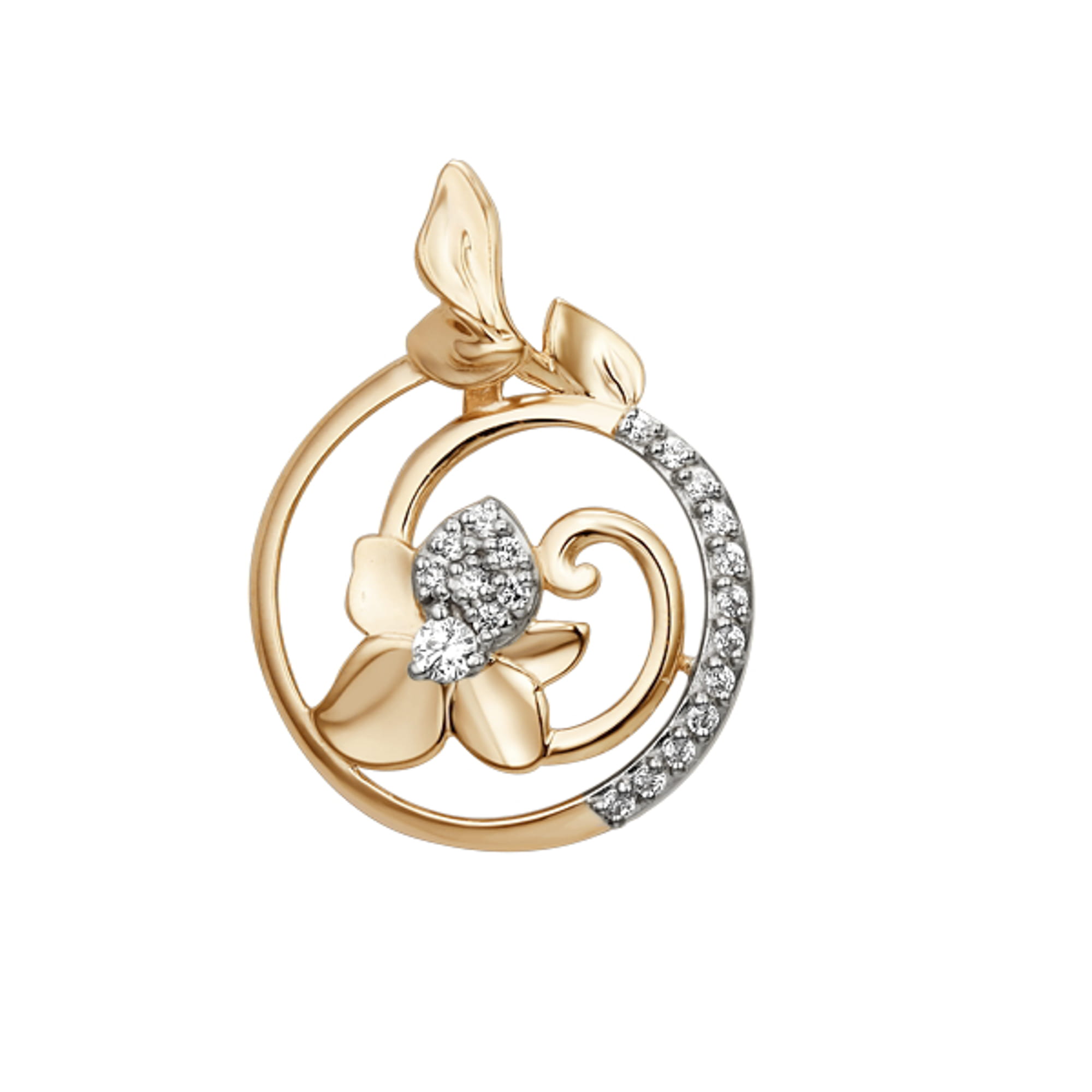 Кулон из золота 585 пробы с фианитом DINASTIA 102098-1102 Золото 585 пр.