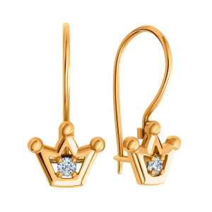 Серьги из золота 585 пробы с фианитом SANIS 01-217627