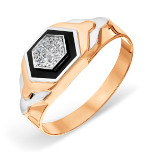 Печатка из золота 585 пробы с эмалью KARATOV Т15204А261