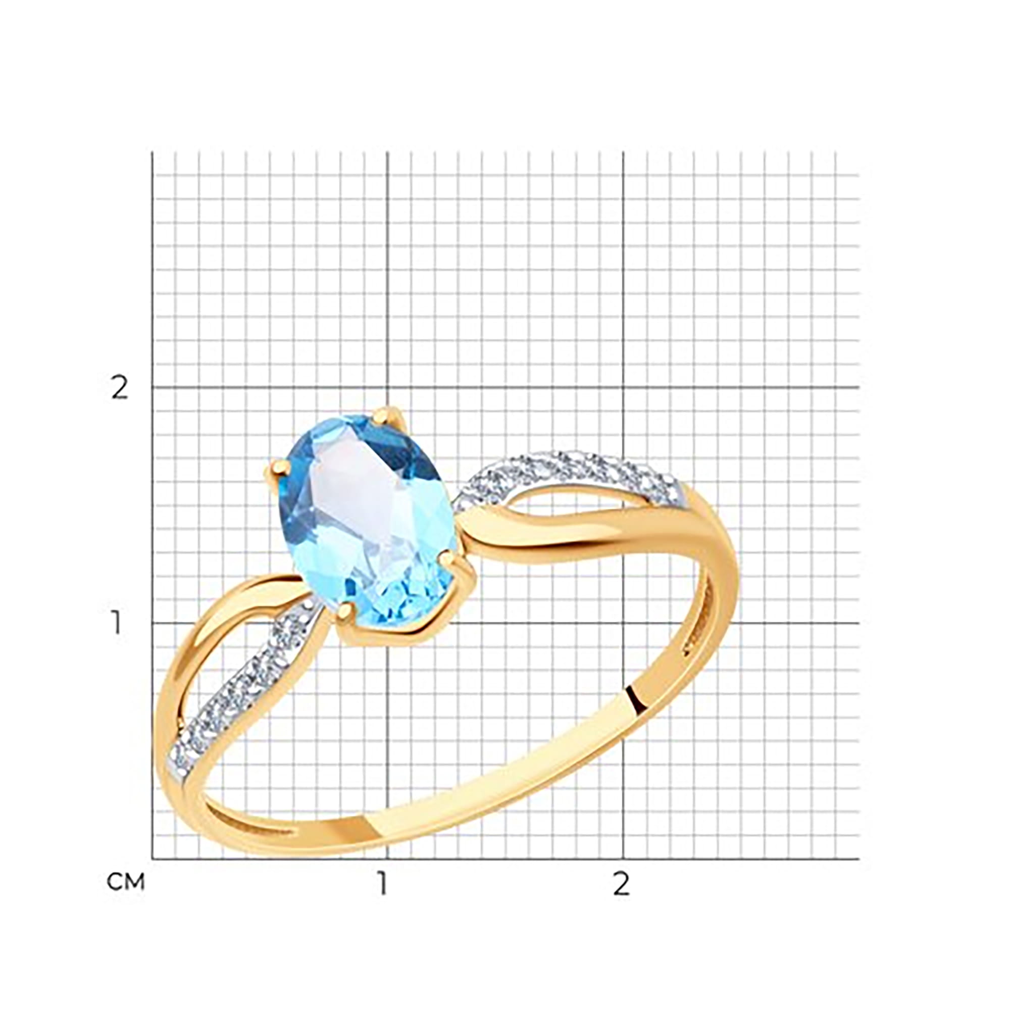 Кольцо из золота 585 пробы с топазом SOKOLOV 51-310-01496-1 Золото 585 пр.