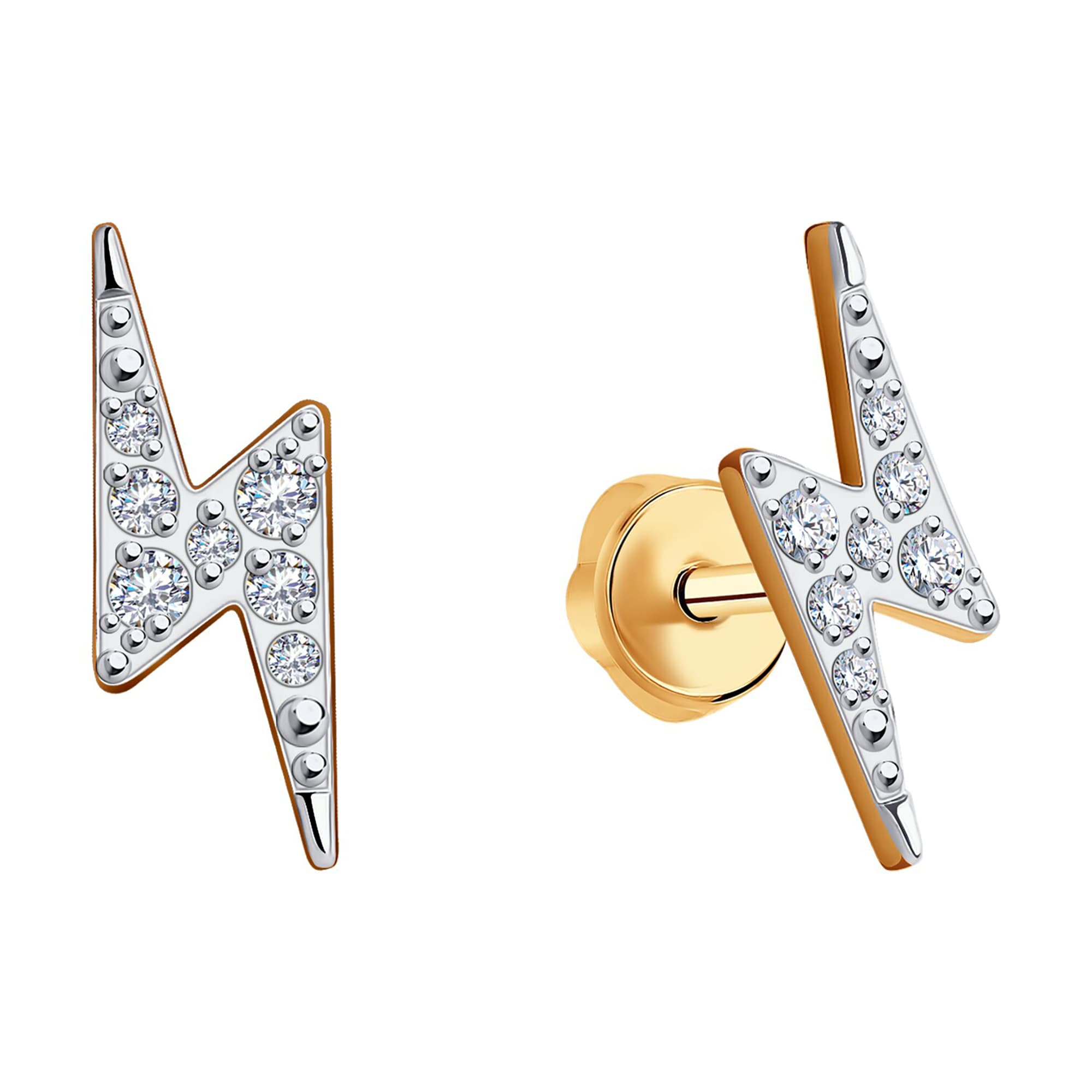 Серьги из золота 585 пробы с фианитом SOKOLOV 029921 Золото 585 пр.