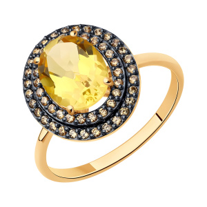 Кольцо из золота 585 пробы с цитрином SOKOLOV 716679