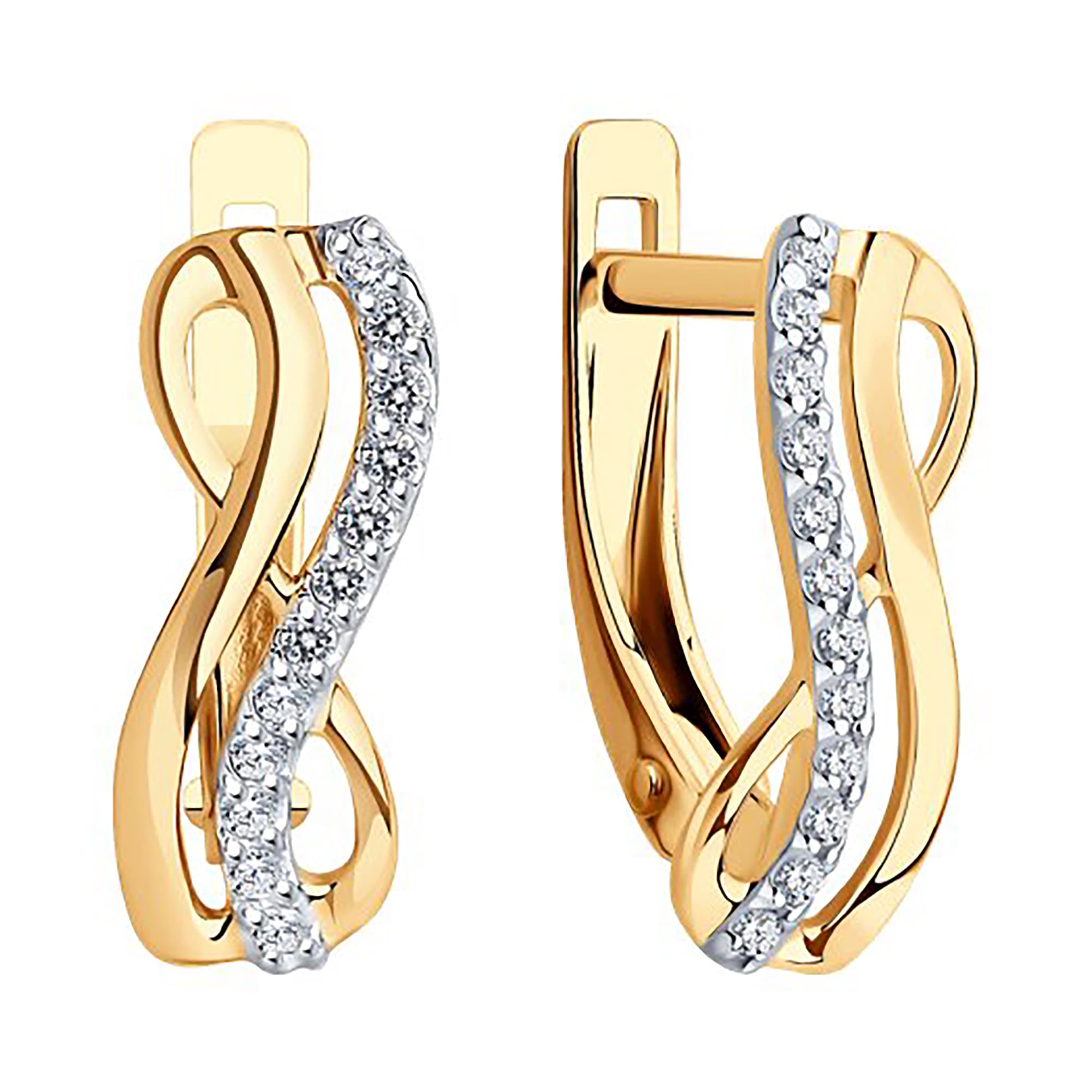 Серьги из золота 585 пробы с фианитом SOKOLOV 027155 Золото 585 пр.