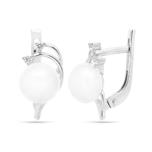 Серьги из серебра 925 пробы с жемчугом EVORA 647024