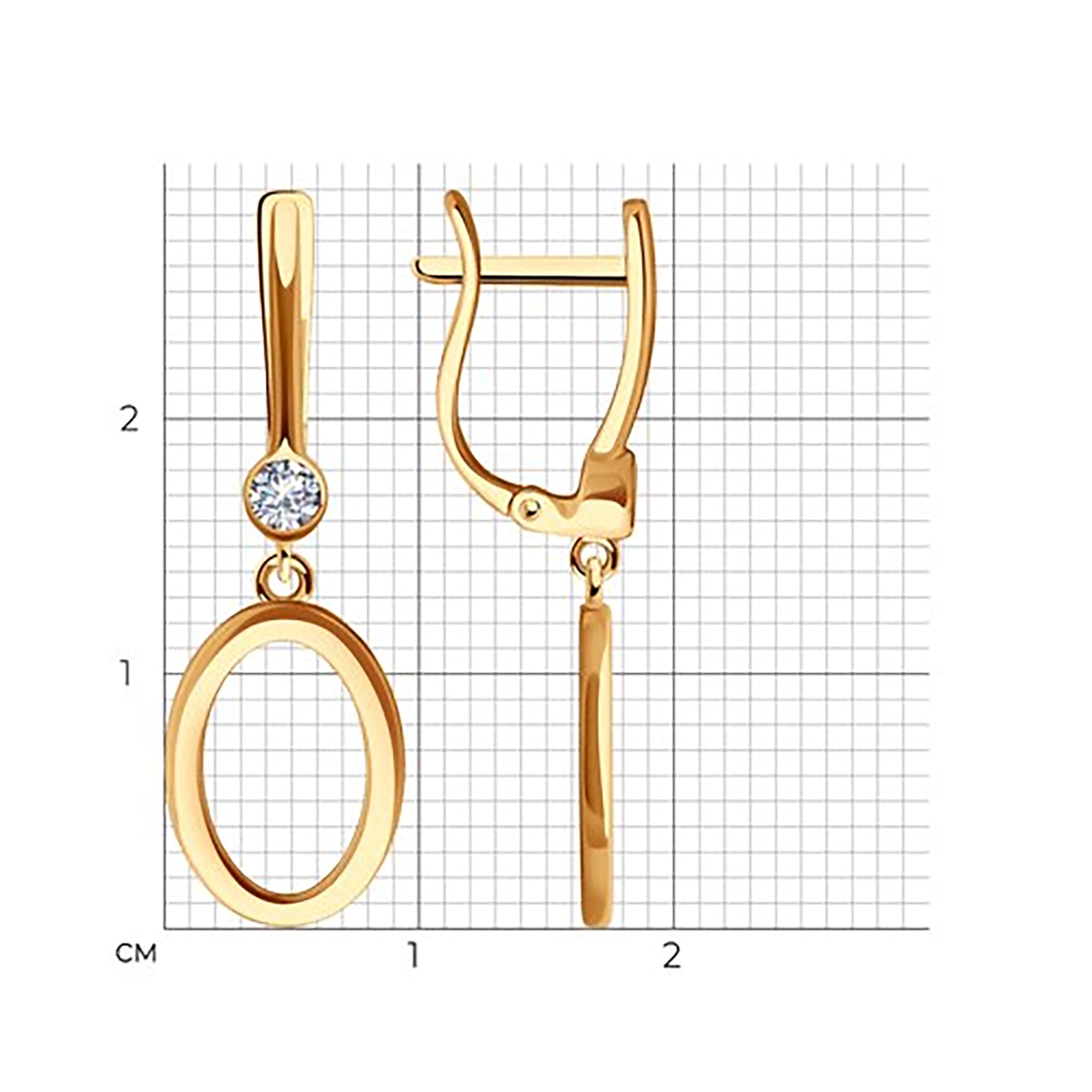 Серьги из золота 585 пробы с фианитом SOKOLOV 51-121-01916-1 Золото 585 пр.