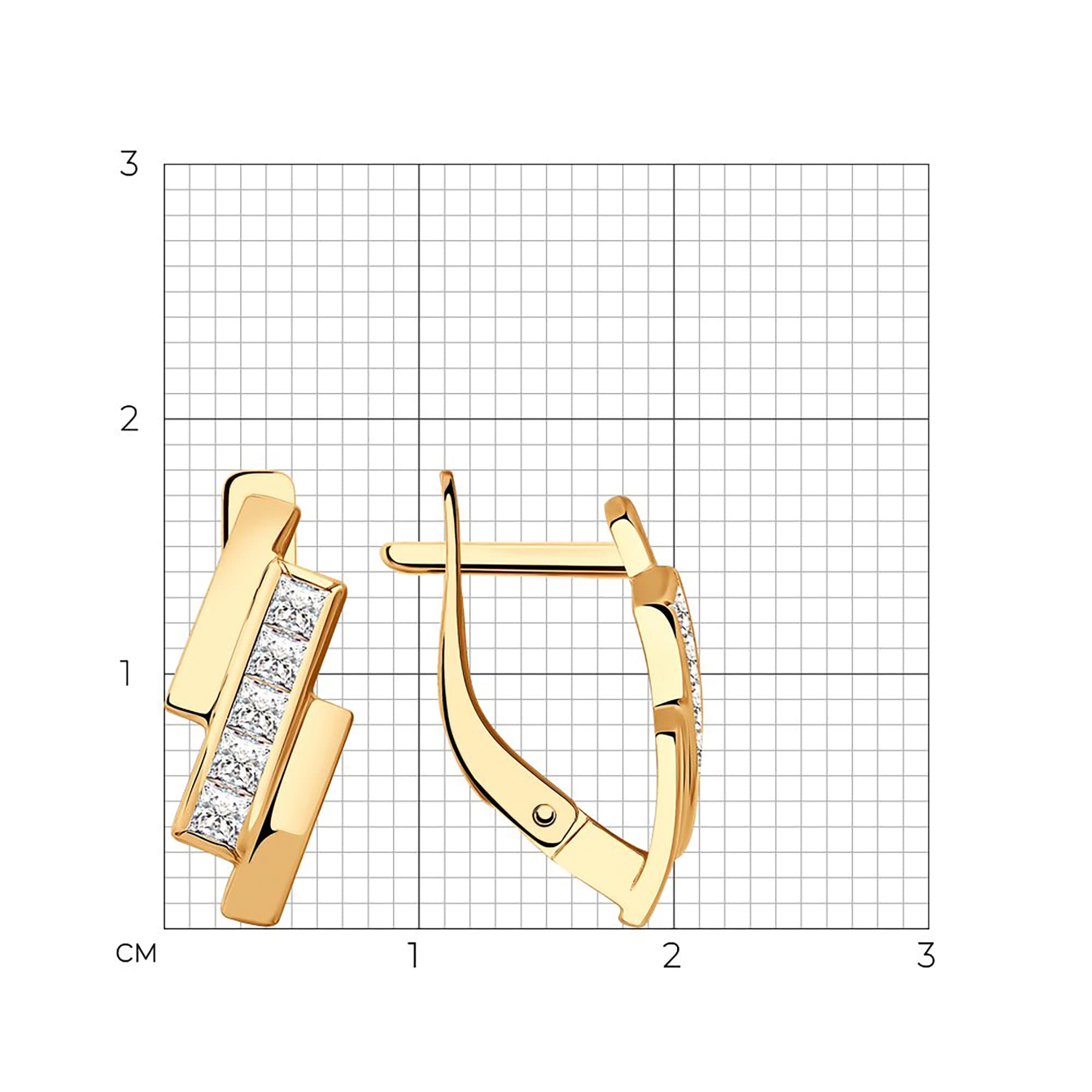 Серьги из золота 585 пробы с фианитом SOKOLOV 028758 Золото 585 пр.