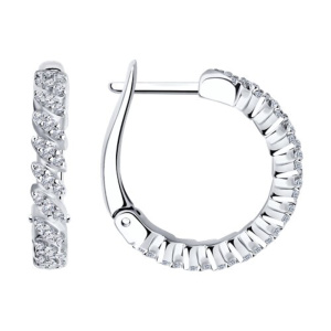 Серьги из серебра 925 пробы с фианитом SOKOLOV 94025712