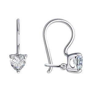 Серьги из серебра 925 пробы с фианитом SOKOLOV 94020585