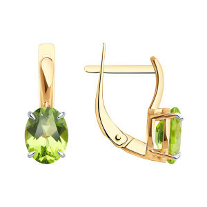 Серьги из золота 585 пробы с хризолитом SOKOLOV 51-320-01929-3