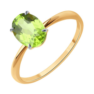 Кольцо из золота 585 пробы с хризолитом SOKOLOV 51-310-01929-3