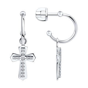 Серьги из серебра 925 пробы с фианитом SOKOLOV 94026806