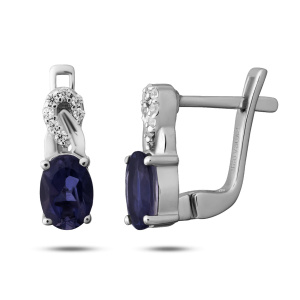 Серьги из серебра 925 пробы с иолитом EVORA 653293