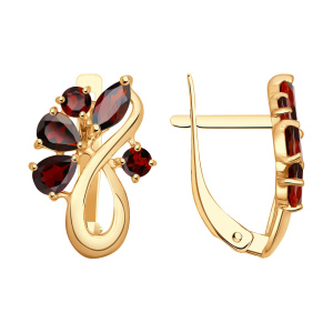 Серьги из золота 585 пробы с гранатом SOKOLOV 724752