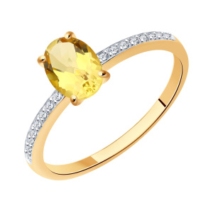 Кольцо из золота 585 пробы с цитрином SOKOLOV 716695