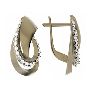 Серьги из золота 585 пробы с фианитом DINASTIA 031092-1102
