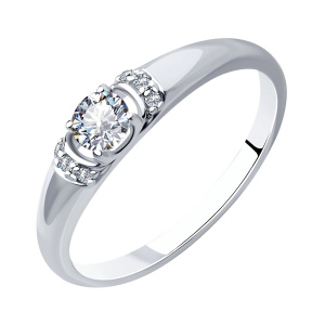 Кольцо из серебра 925 пробы с фианитом SOKOLOV 94013661