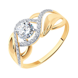 Кольцо из золота 585 пробы с фианитом SOKOLOV 017424