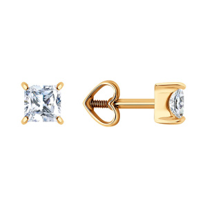 Серьги из золота 585 пробы с фианитом SOKOLOV 51-122-02938-1