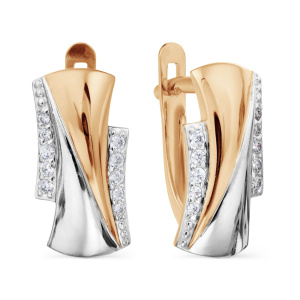 Серьги из золота 585 пробы с фианитом KARATOV Т147028899