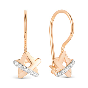 Серьги из золота 585 пробы с фианитом DINASTIA 022732-1102