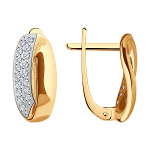 Серьги из золота 585 пробы с фианитом SOKOLOV 0200112