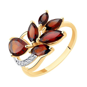 Кольцо из золота 585 пробы с гранатом SOKOLOV 51-310-00353-1