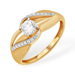 Кольцо из золота 585 пробы с фианитом EFREMOV К1329671