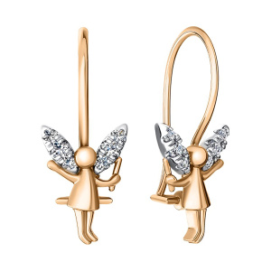 Серьги из золота 585 пробы с фианитом SANIS 01-217625