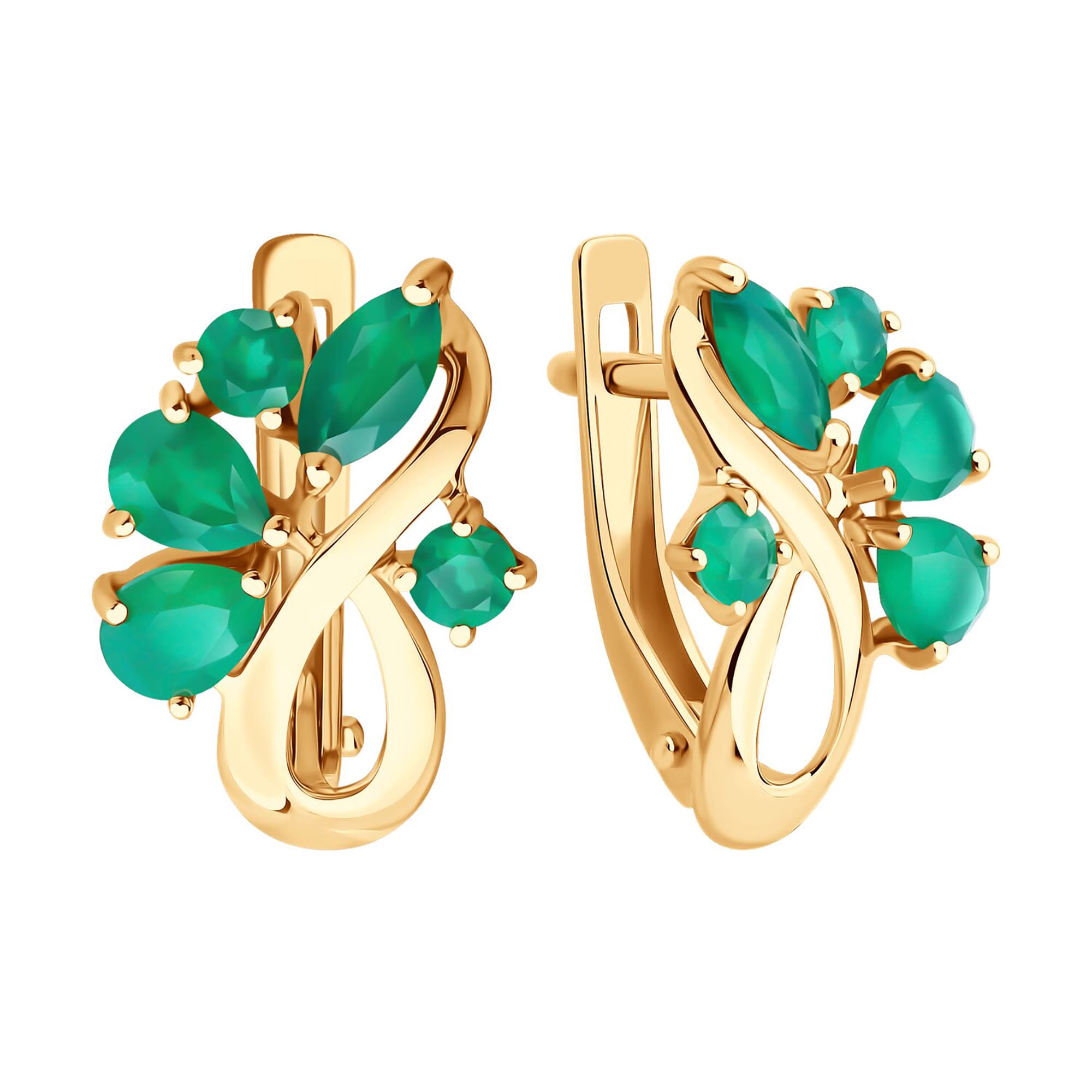 Серьги из золота 585 пробы с агатом SOKOLOV 724754 Золото 585 пр.