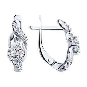 Серьги из серебра 925 пробы с фианитом SOKOLOV 94022351