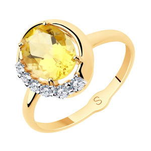 Кольцо из золота 585 пробы с цитрином SOKOLOV 715655