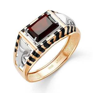 Печатка из золота 585 пробы с гранатом КАРАВАЕВСКАЯ ЮВЕЛИРНАЯ ФАБРИКА 31-0318-Г