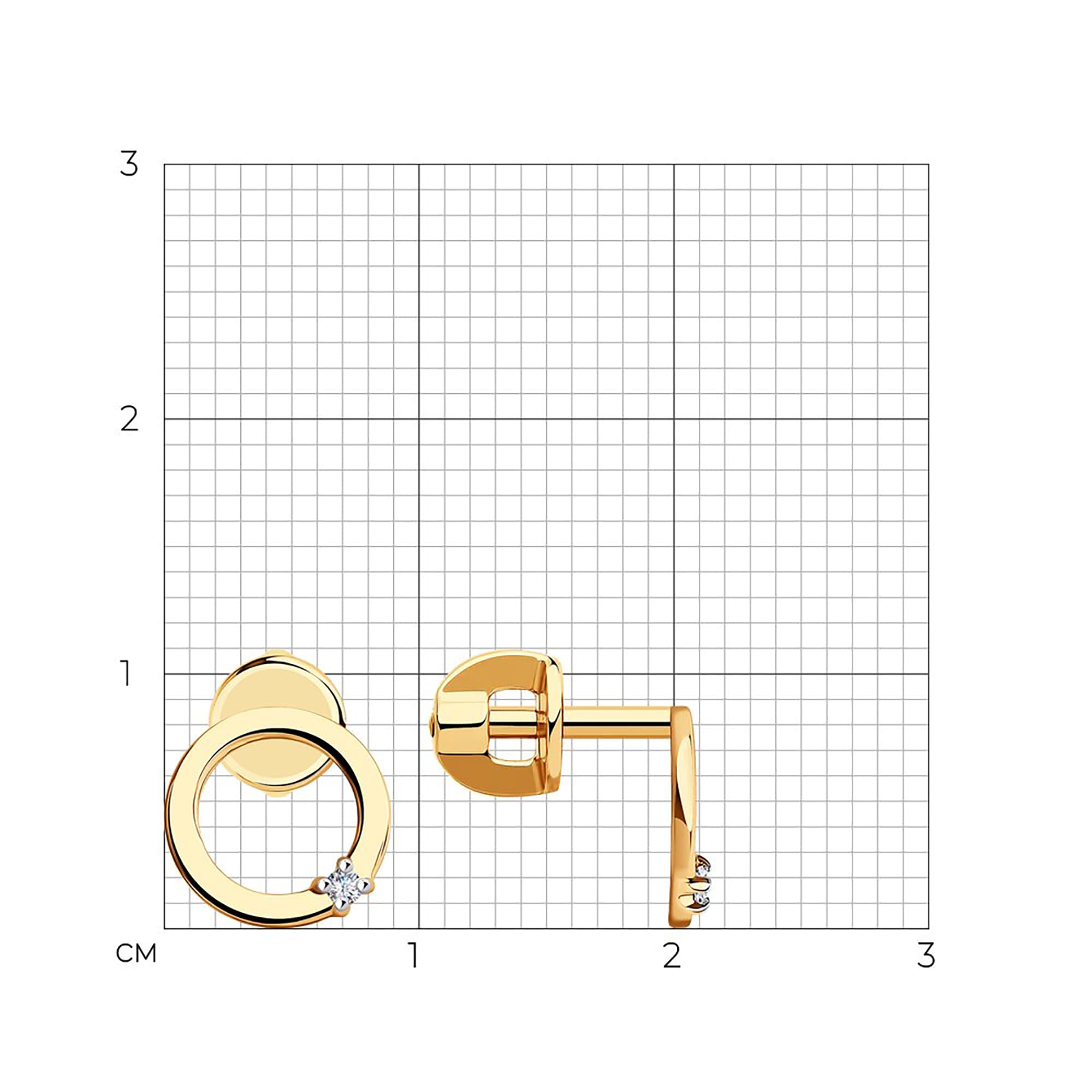 Серьги из золота 585 пробы с фианитом SOKOLOV 029499 Золото 585 пр.