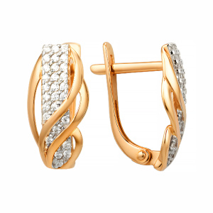 Серьги из золота 585 пробы с фианитом DINASTIA 001852-1102