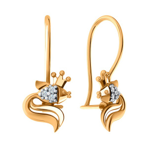 Серьги из золота 585 пробы с фианитом SANIS 01-217623