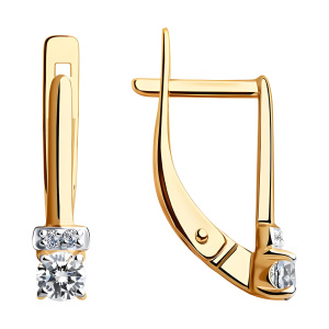 Серьги из золота 585 пробы с фианитом SOKOLOV 028592