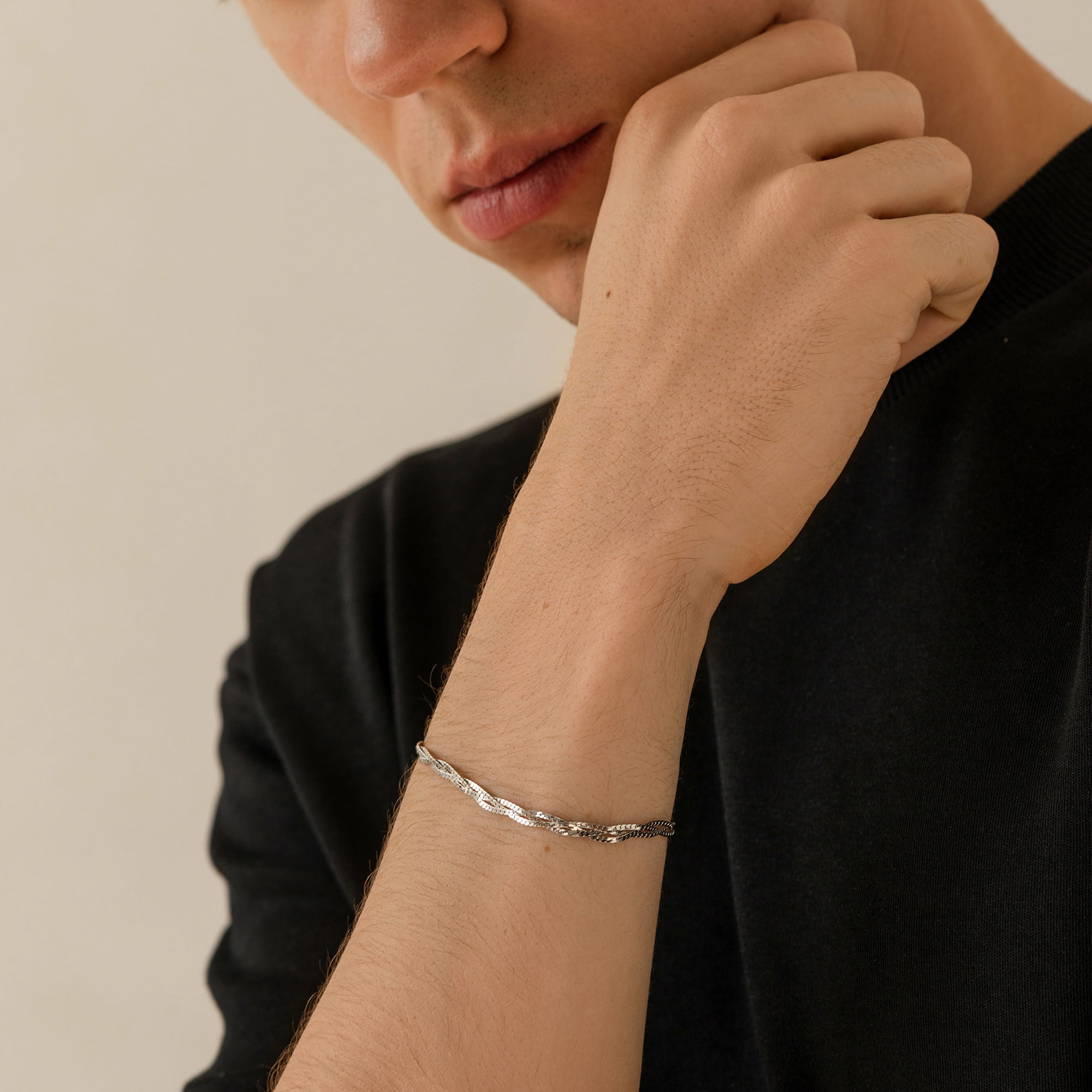 Браслет из серебра 925 пробы KRASTSVETMET НБ 22-007Ю-3 d.0.40 Серебро 925 пр.