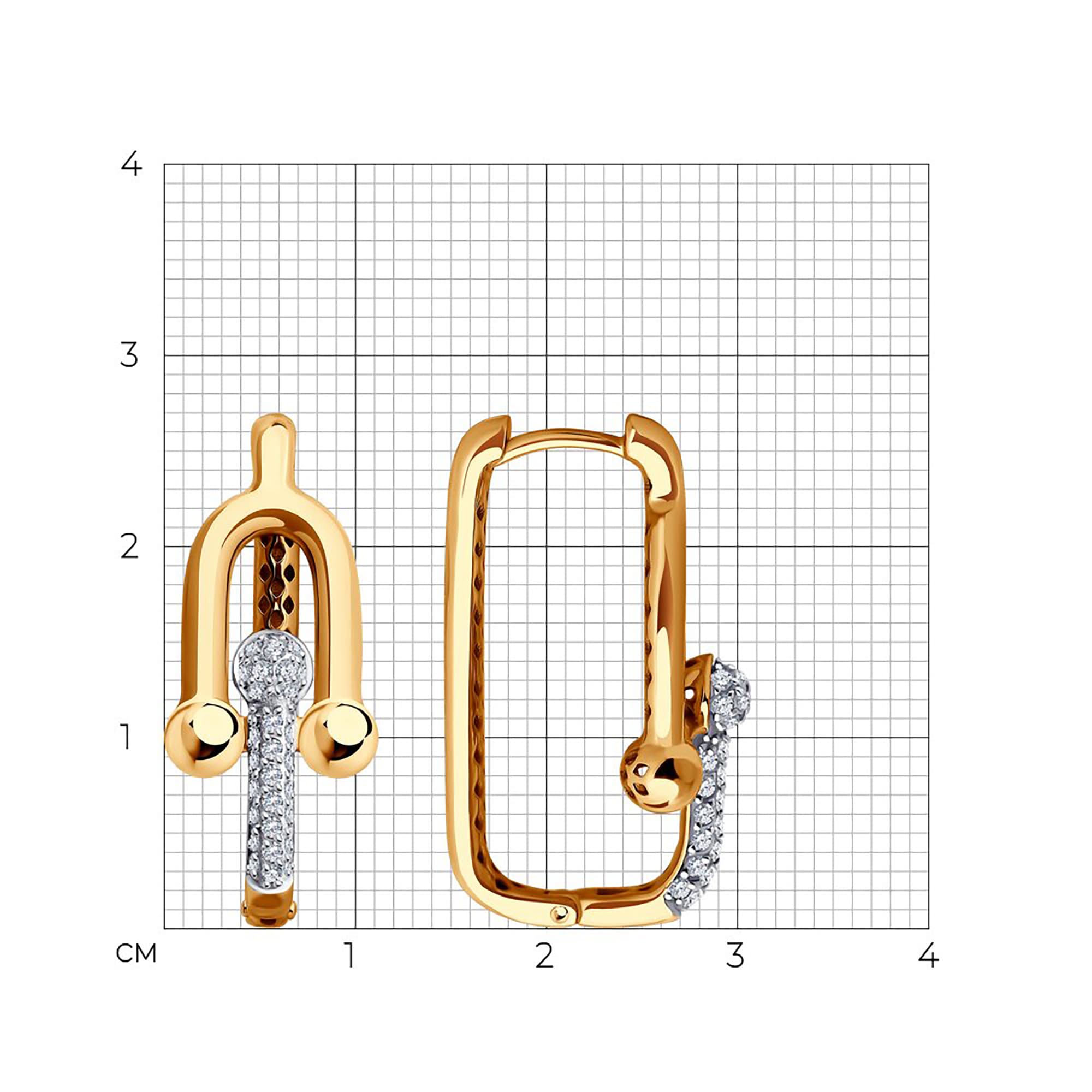 Серьги из золота 585 пробы с фианитом SOKOLOV 0200322 Золото 585 пр.