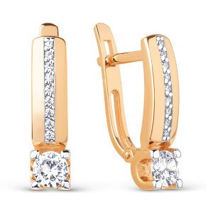 Серьги из золота 585 пробы с фианитом DINASTIA 903332-1102