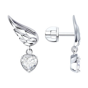 Серьги из серебра 925 пробы с фианитом SOKOLOV 94025022